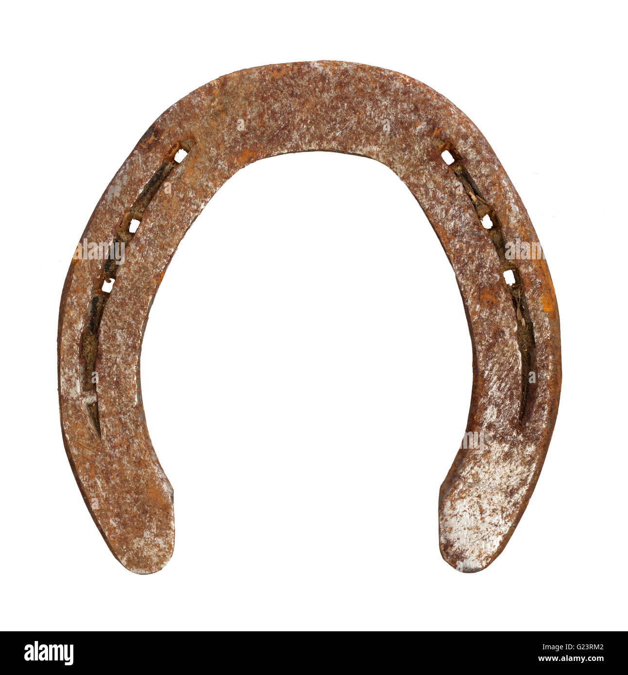 Rusty metal horseshoe on a white background Stock Photo Alamy