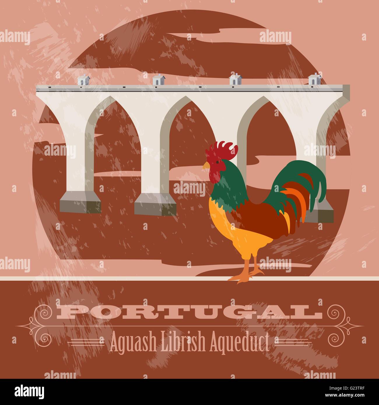Portugal  landmarks. Retro styled image. Vector illustration Stock Vector