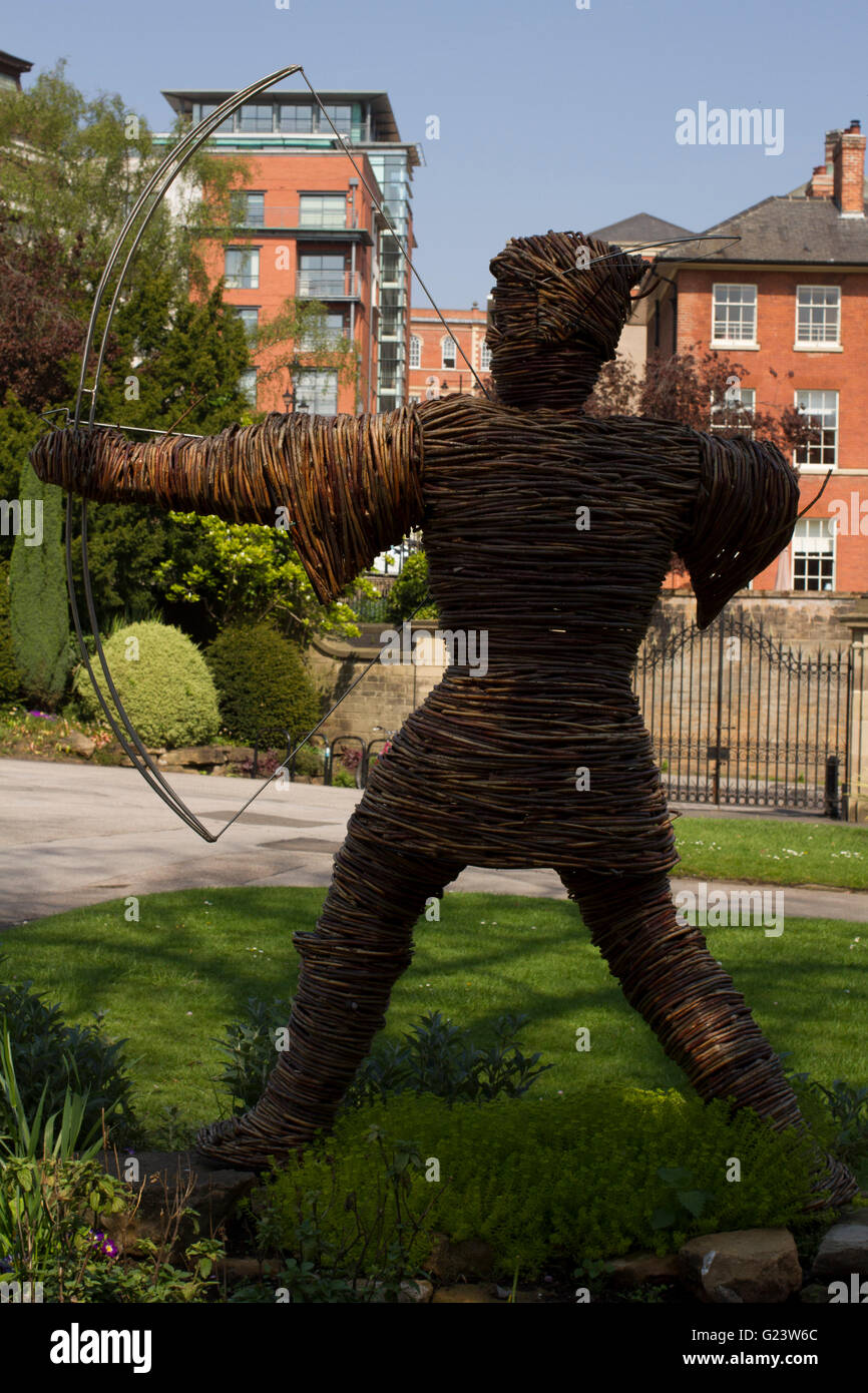 Statue of Robin Hood made from flowers inside Nottingham Castle Museum in Nottingham England Stock Photo