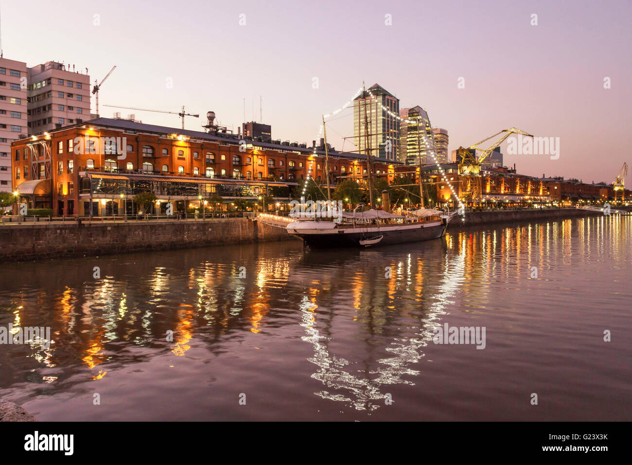 Puerto Madero , old recycled docks with bars and restaurants,    Buenos Aires, Argentina Stock Photo