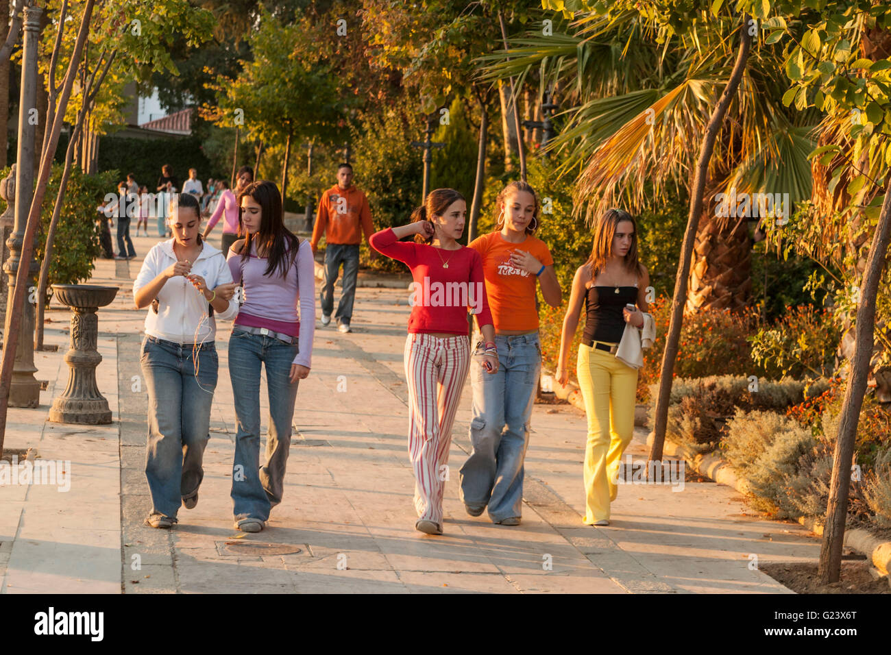 Teenager strolling over the promenade, Costa del Sol Nerja , spain ...