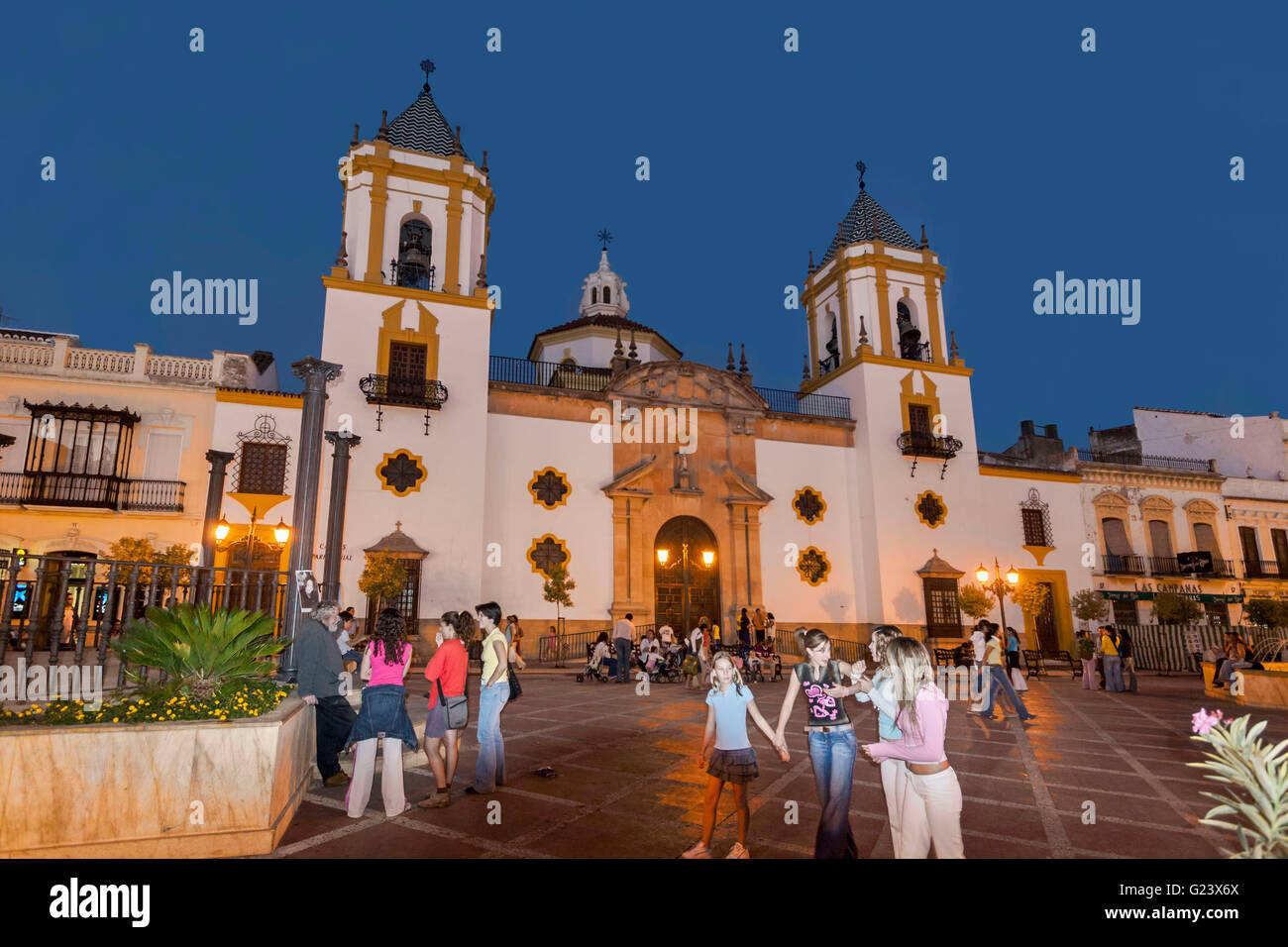 Plaza del Socorro at twilight, Ronda, Andalusia, Spain Stock Photo