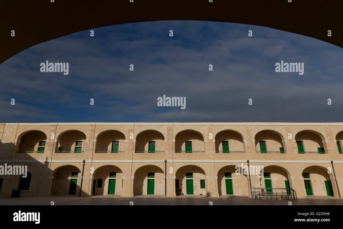 The arcaded row of rooms at Fort St Elmo in Valletta in Malta Stock ...
