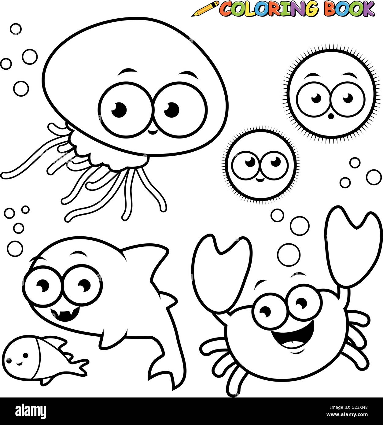 Black and white outline images of sea animals. Coloring book page Stock Vector Image & Art - Alamy Black and white outline images of sea animals. Coloring book page Stock Vector Image & Art - Alamy