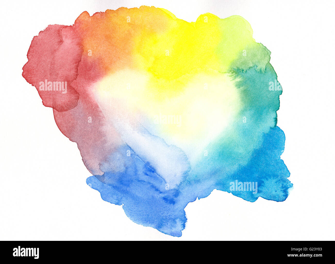 Rainbow colored framed heart watercolor painting Stock Photo