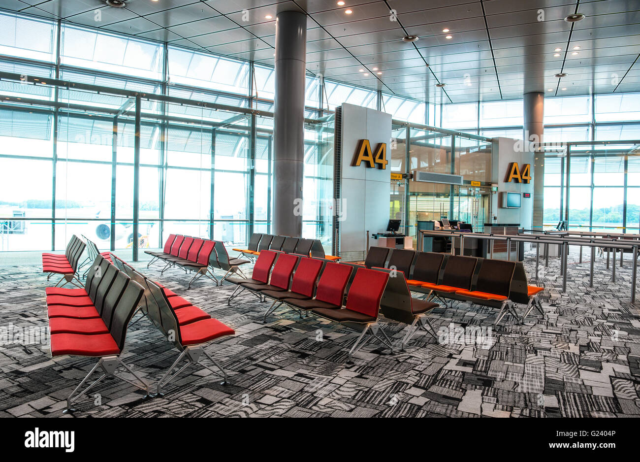Airport Terminal, Seats and Boarding Gate, nobody Stock Photo