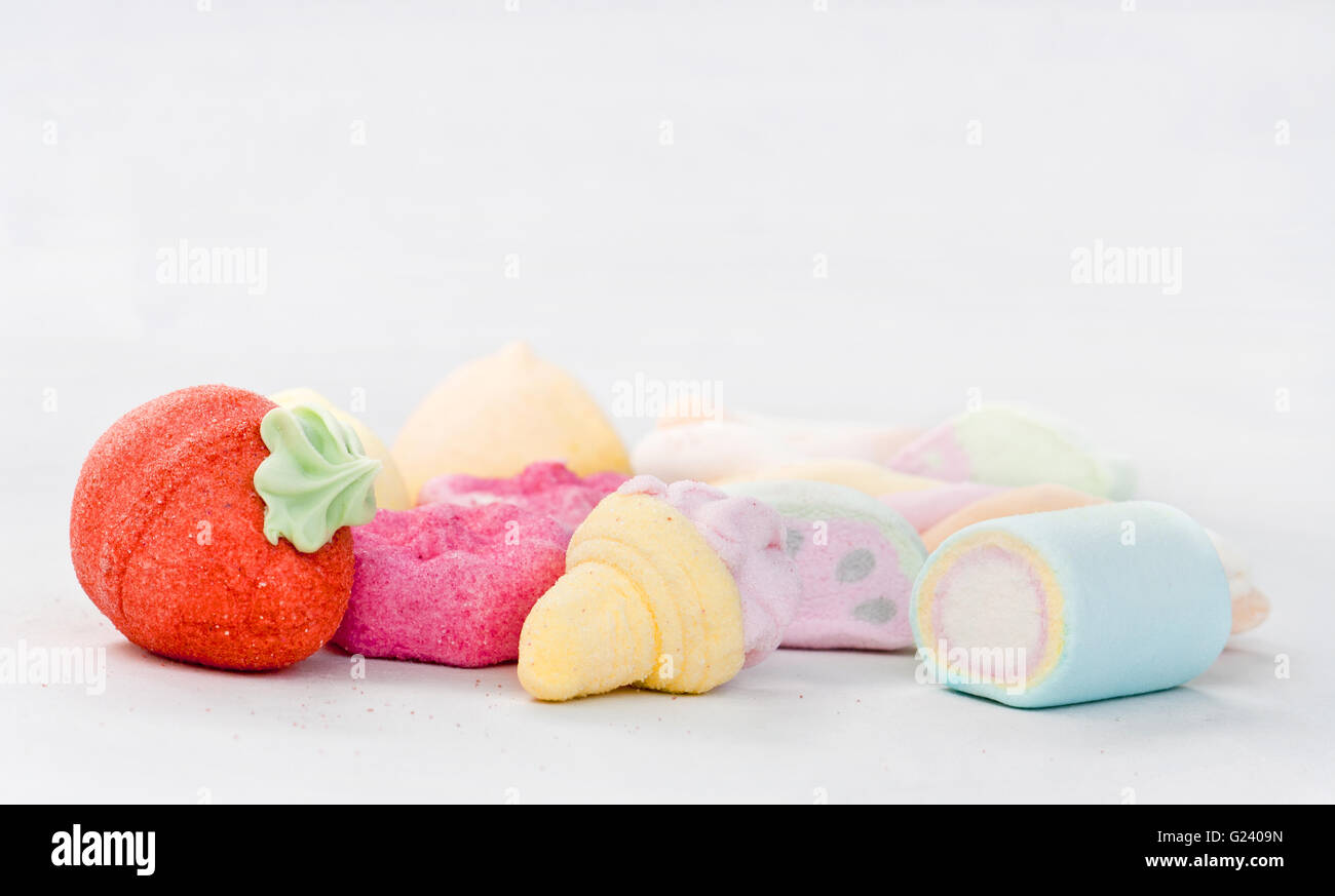 Marshmallows in various shapes and different colors Stock Photo Alamy