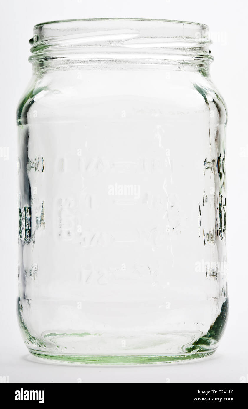 empty jar with cooking measurements molded into glass Stock Photo Alamy