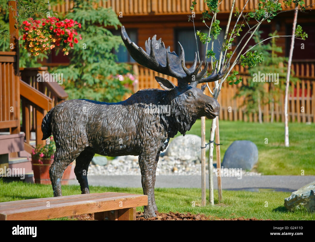 Moose statue at Denali Princess Lodge near Denali National Park in