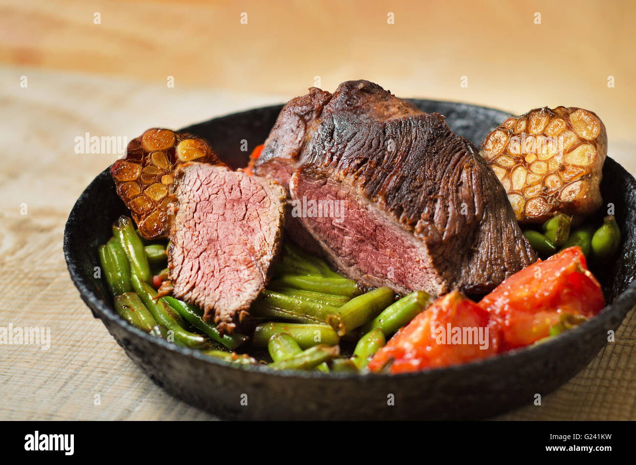 Roast beef with vegetables Stock Photo Alamy