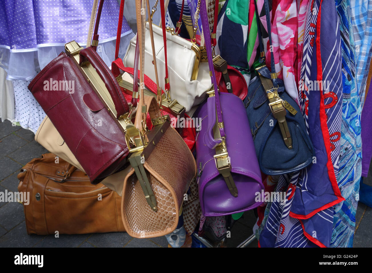 display of vintage handbags Stock Photo