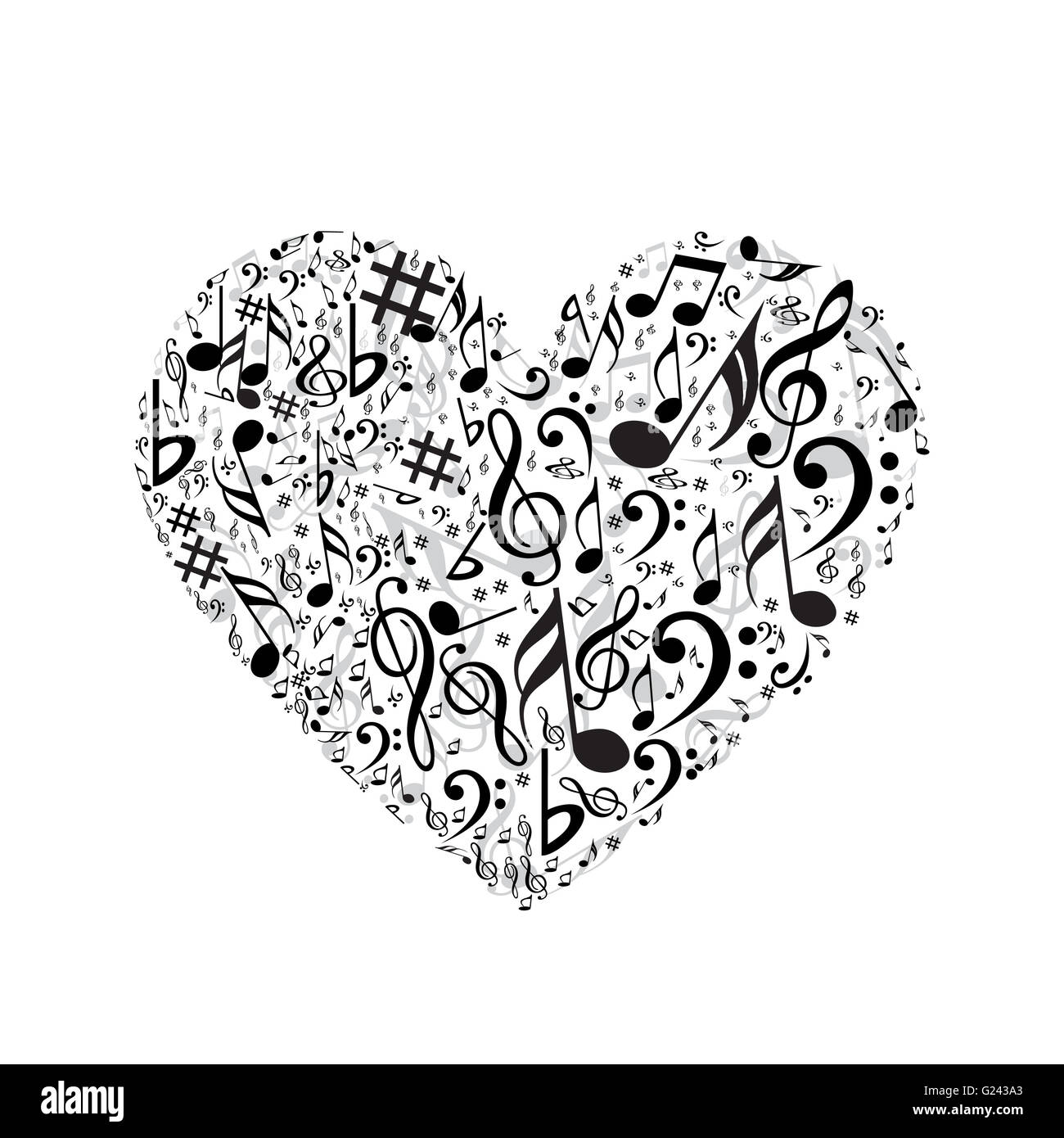 Heart with music symbol icon collection Stock Photo