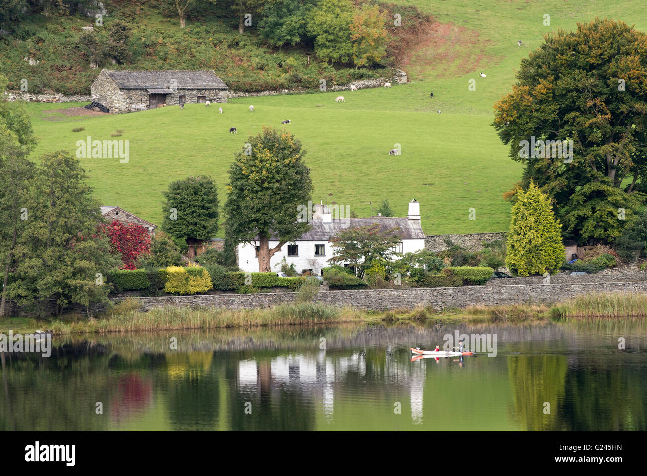 View across Rydal water, Cumbria. Stock Photo