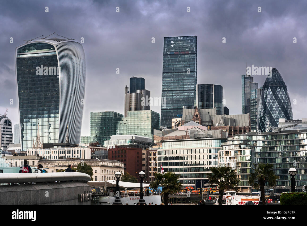 London City Skyline From The South Bank, London, England. Stock Photo