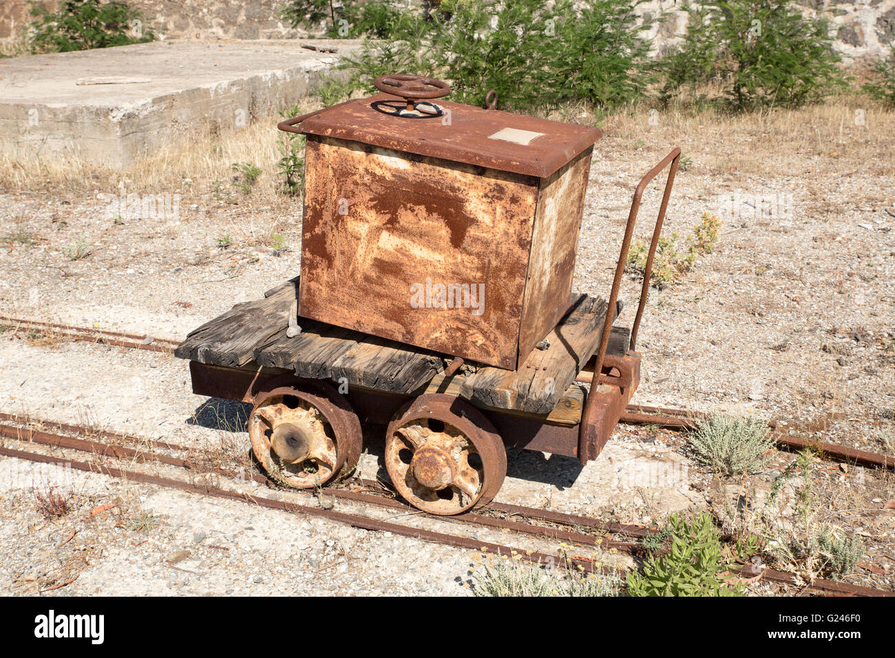 Industrial buildings and machine of abandoned Mine of Montevecchio in ...