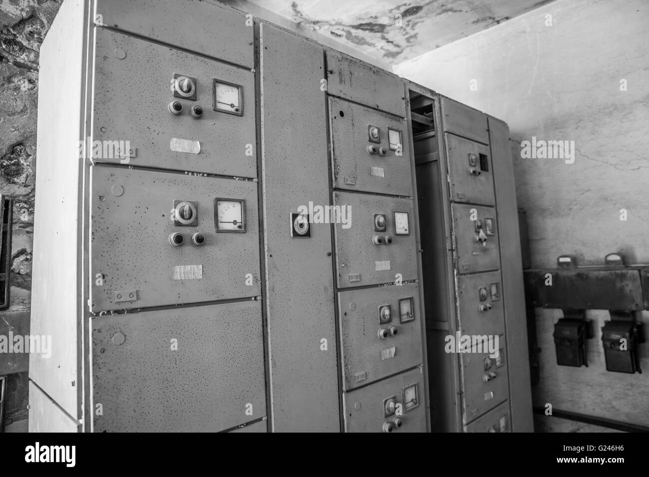 Industrial buildings and machine of abandoned Mine of Montevecchio in ...