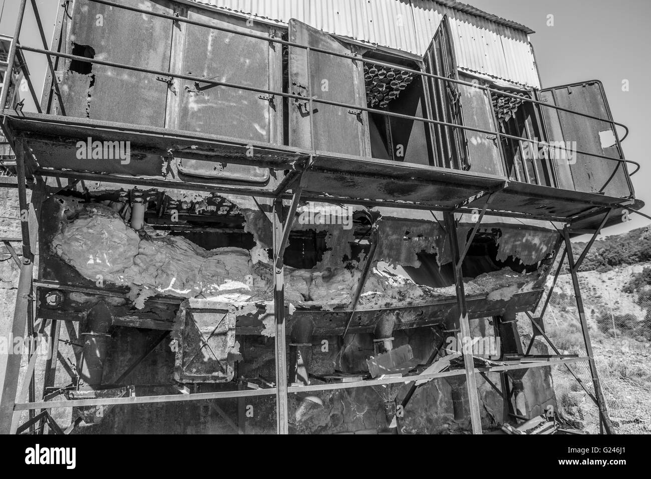 Industrial buildings and machine of abandoned Mine of Montevecchio in ...