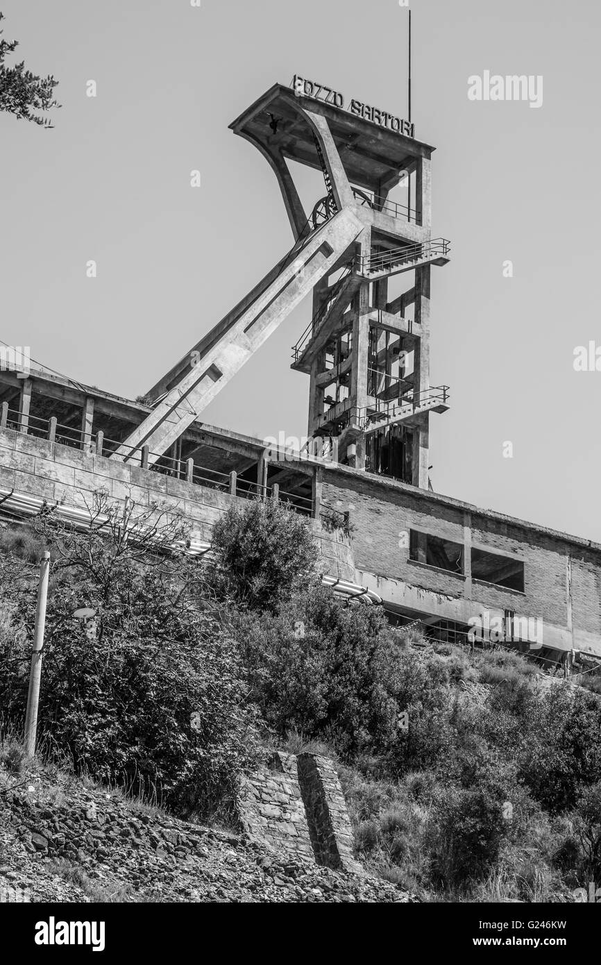 Industrial buildings and machine of abandoned Mine of Montevecchio in ...