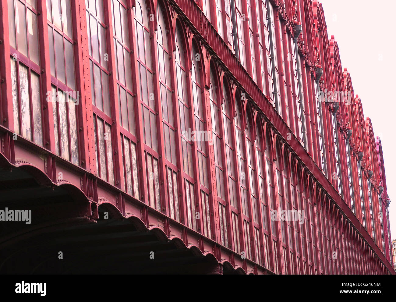 Iron girder work of the Antwerp Central Rail Station Stock Photo