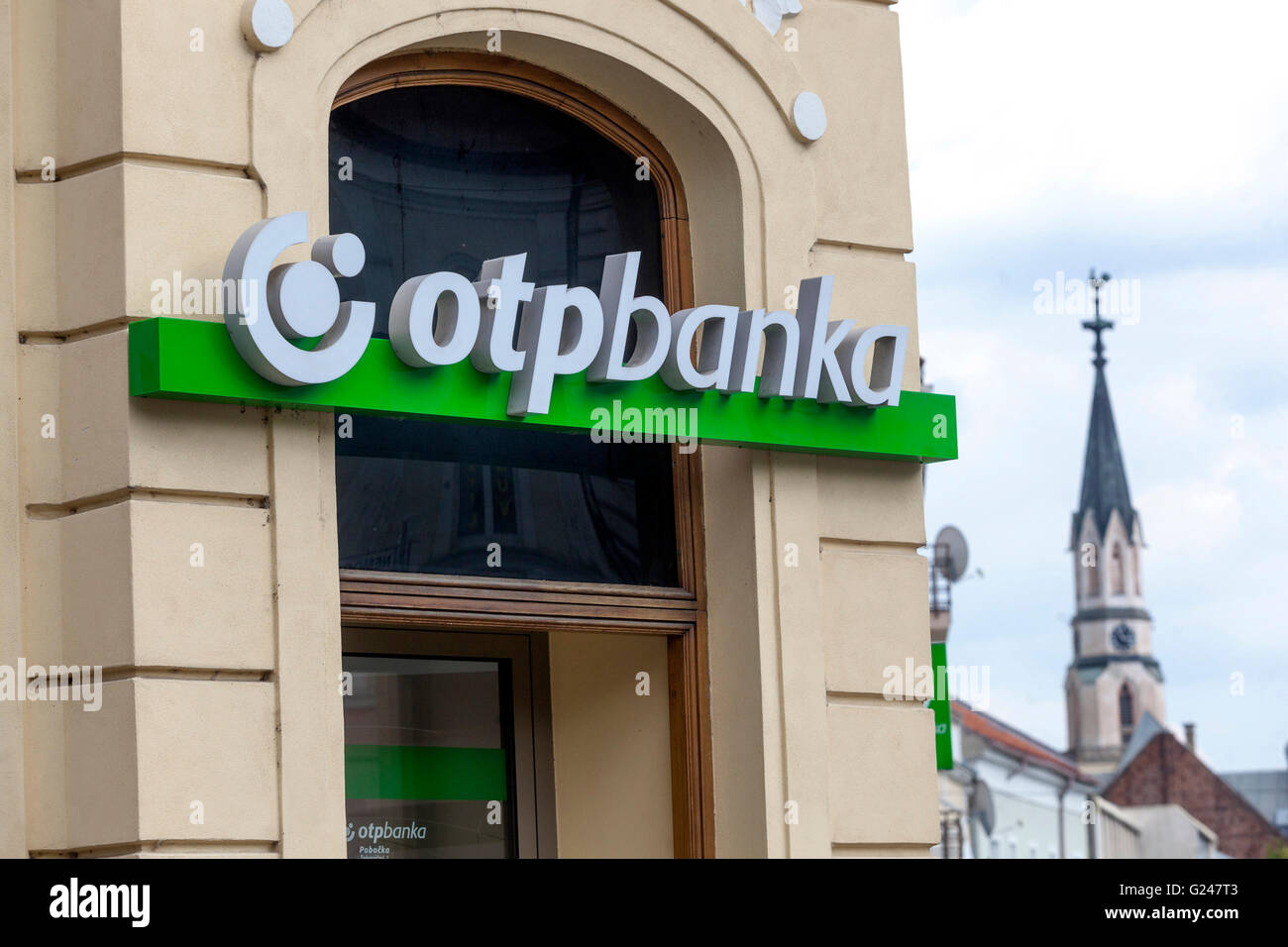 OTP Banka sign, Slovakia, Europe OTP Bank logo Hungarian bank Stock Photo