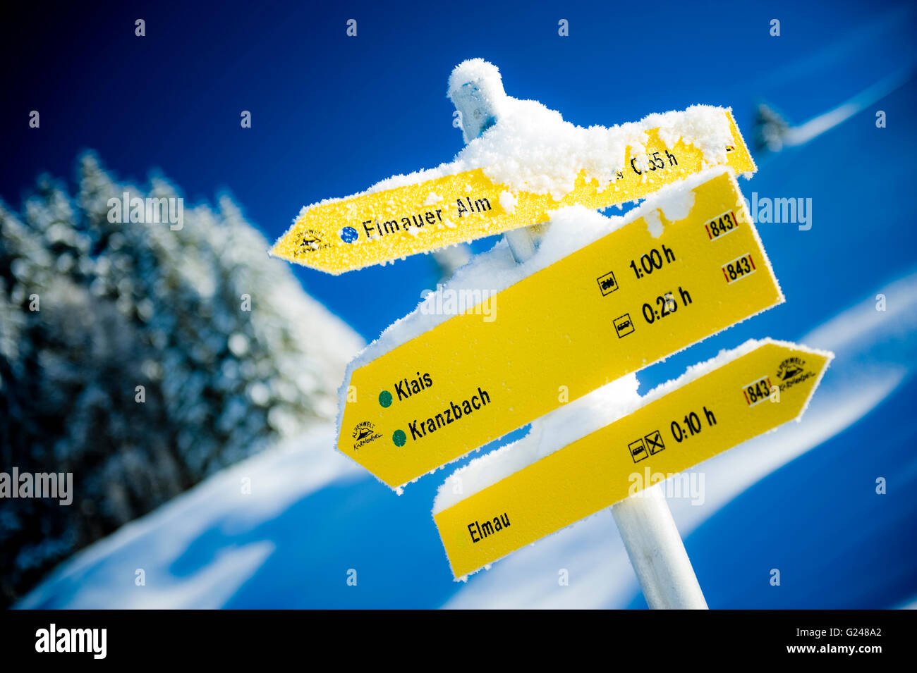 Walking path on germany though the alps - sign Stock Photo