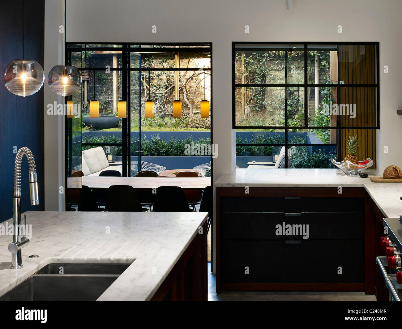 Kitchen, view of garden. West London Villa, LONDON, United Kingdom