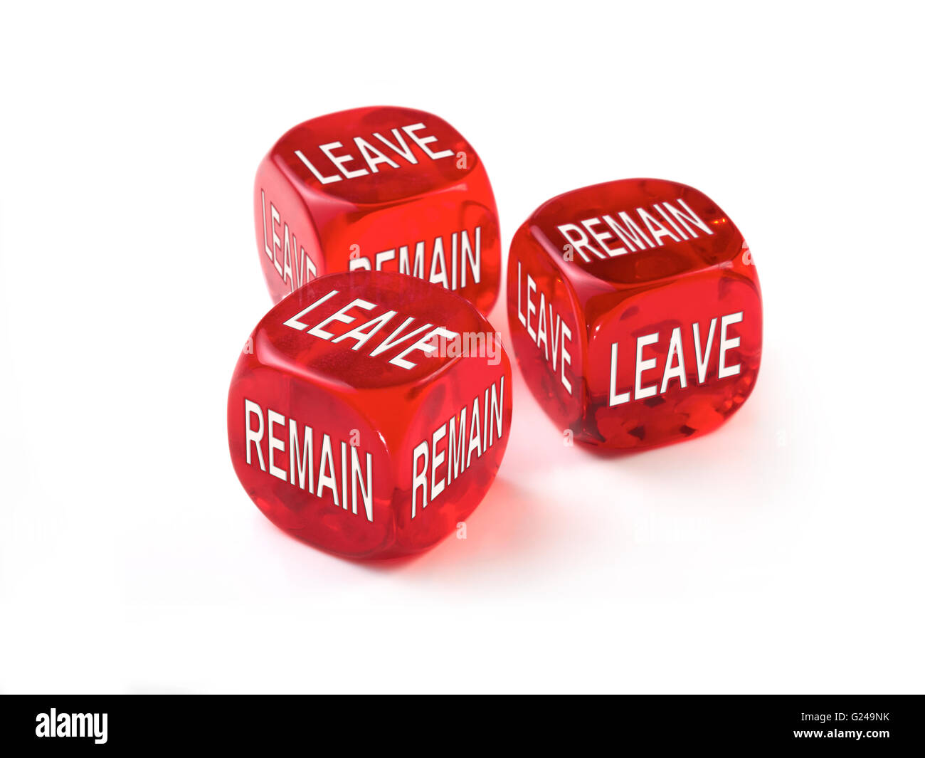 Leave or remain dice concept. United Kingdom European Elections to decide whether to leave the European Union for a more independent UK. Stock Photo