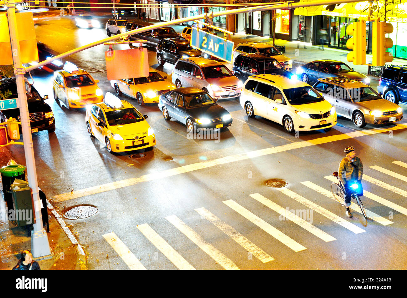 Traffic, 60th Street and 2nd Avenue, Midtown Manhattan, New York City, New York, USA Stock Photo