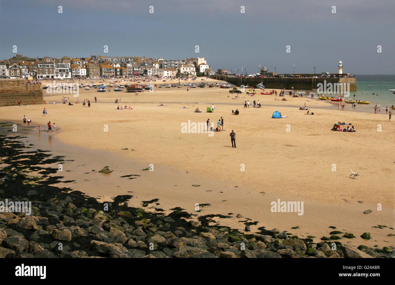 Sands of St Ives harbour at low tide Stock Photo