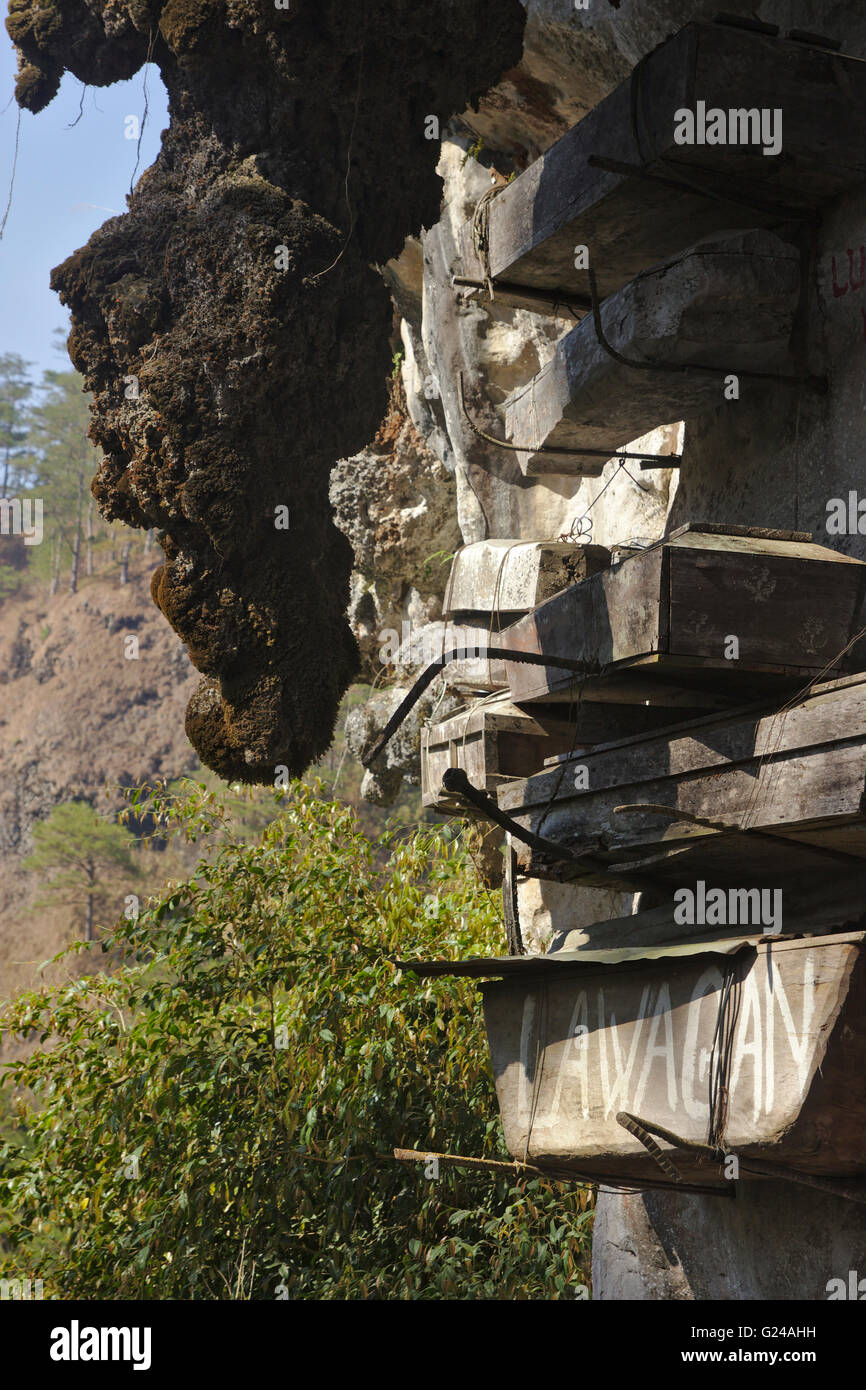 Sagada, hanging coffins in the Echo Valley, Philippines Stock Photo - Alamy