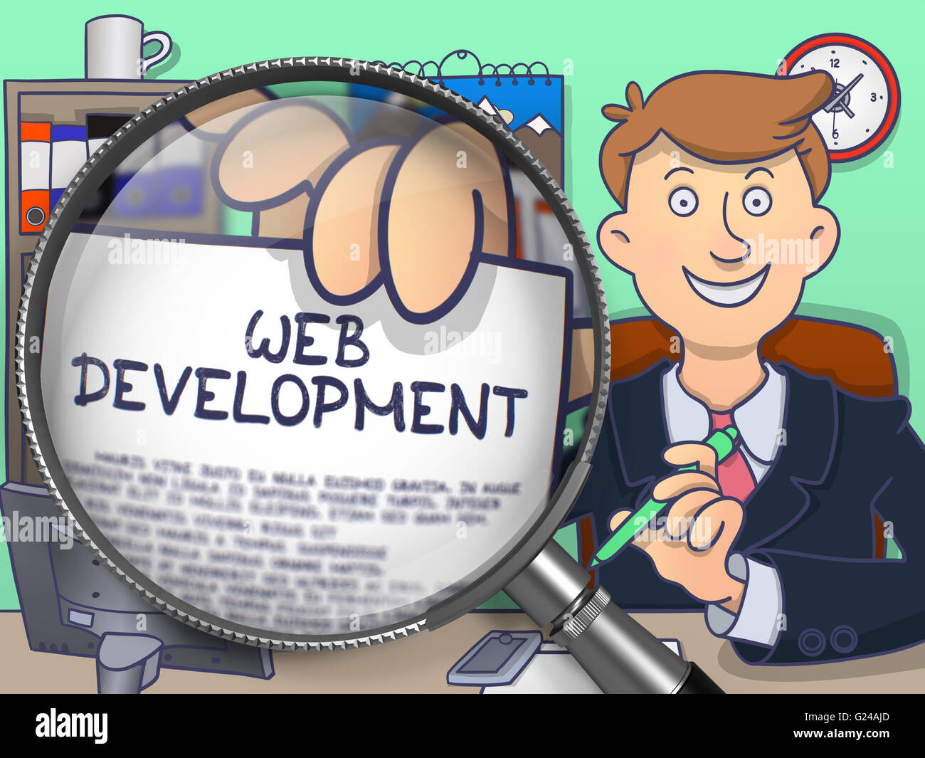 Web Development Through Lens Doodle Concept Stock Photo Alamy