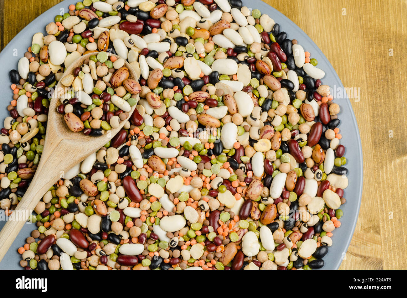 legumes in a dish, close up, background Stock Photo