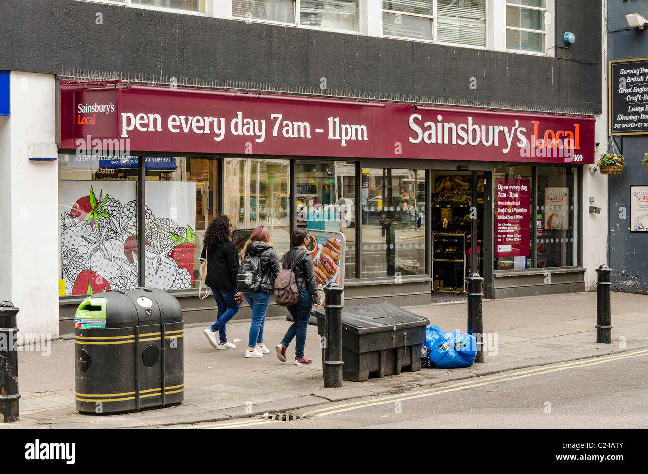 Sainsbury's Local store at 169 Queensway, Bayswater, London Stock Photo