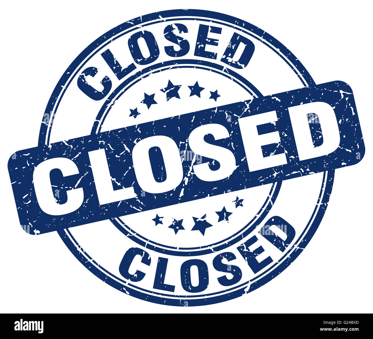 closed blue grunge round vintage rubber stamp Stock Photo - Alamy