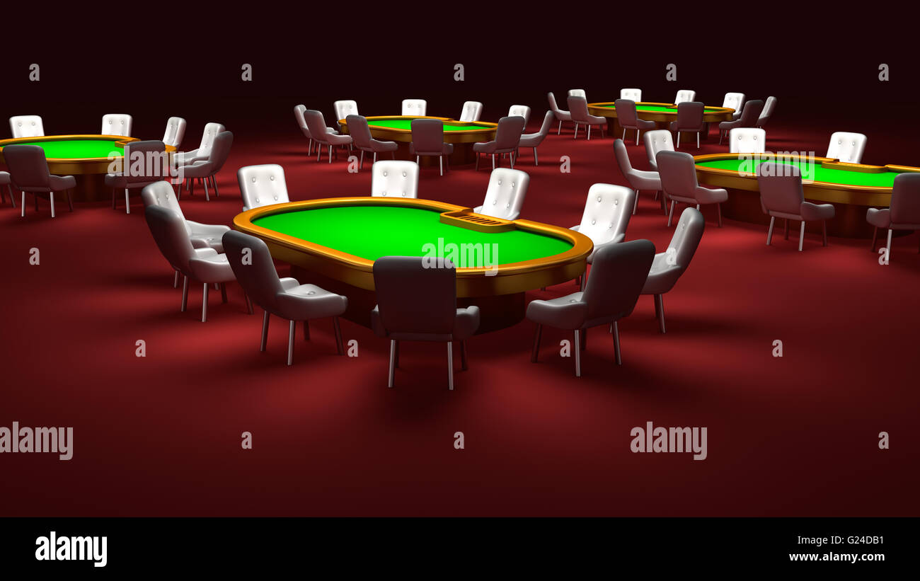 Poker Room Poker Tables With Chairs In The Interior Stock