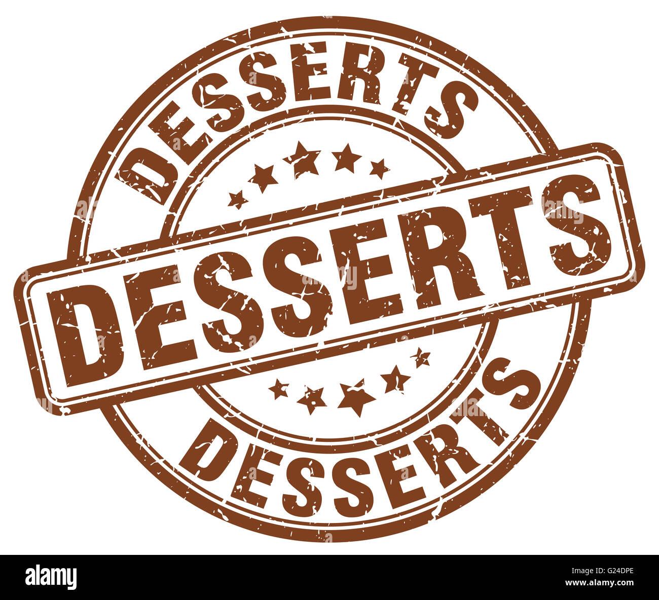 desserts brown grunge round vintage rubber stamp Stock Photo - Alamy