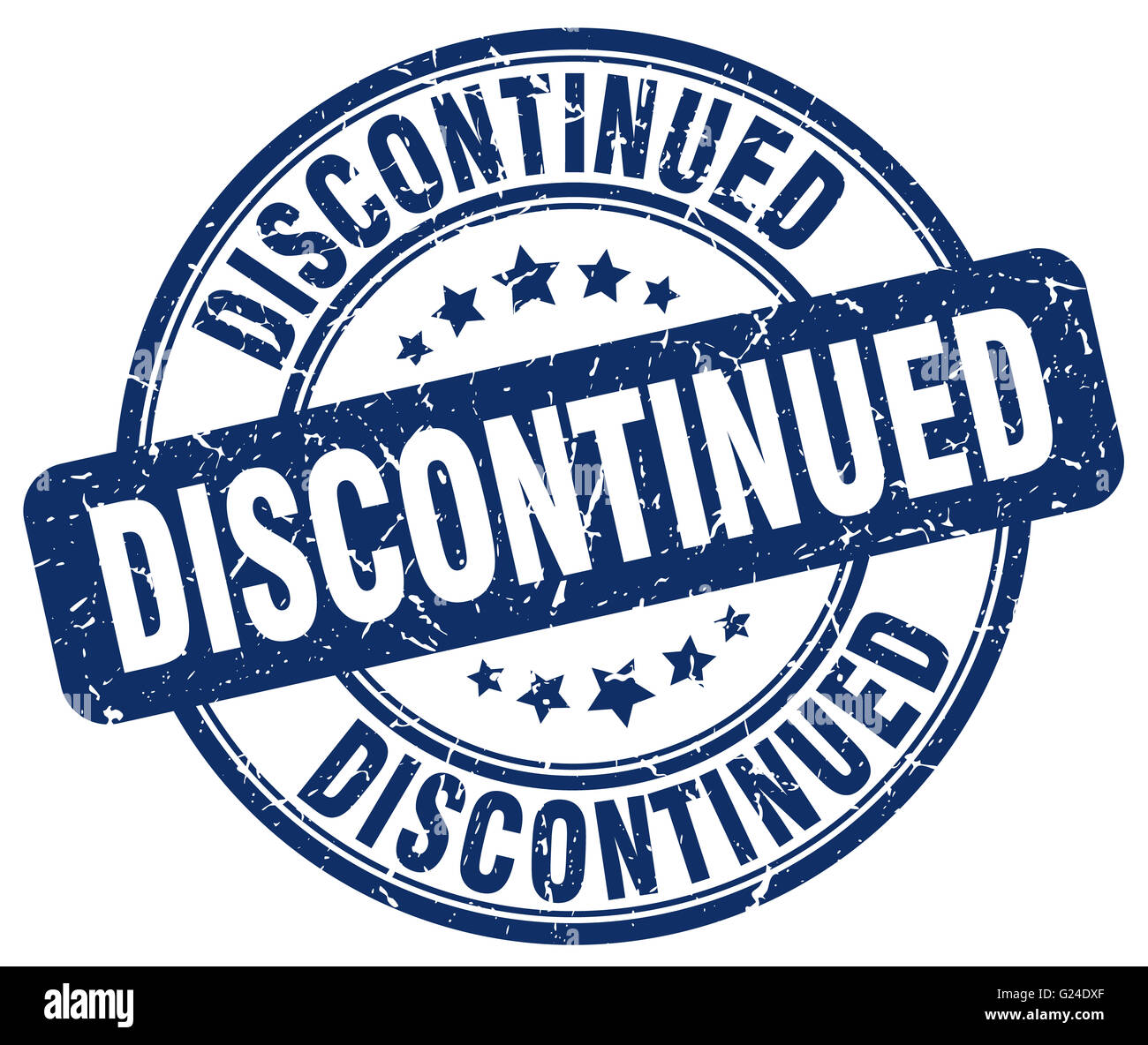 discontinued blue grunge round vintage rubber stamp Stock Photo - Alamy