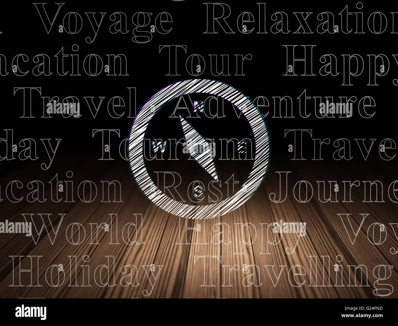 Travel concept: Compass in grunge dark room Stock Photo - Alamy