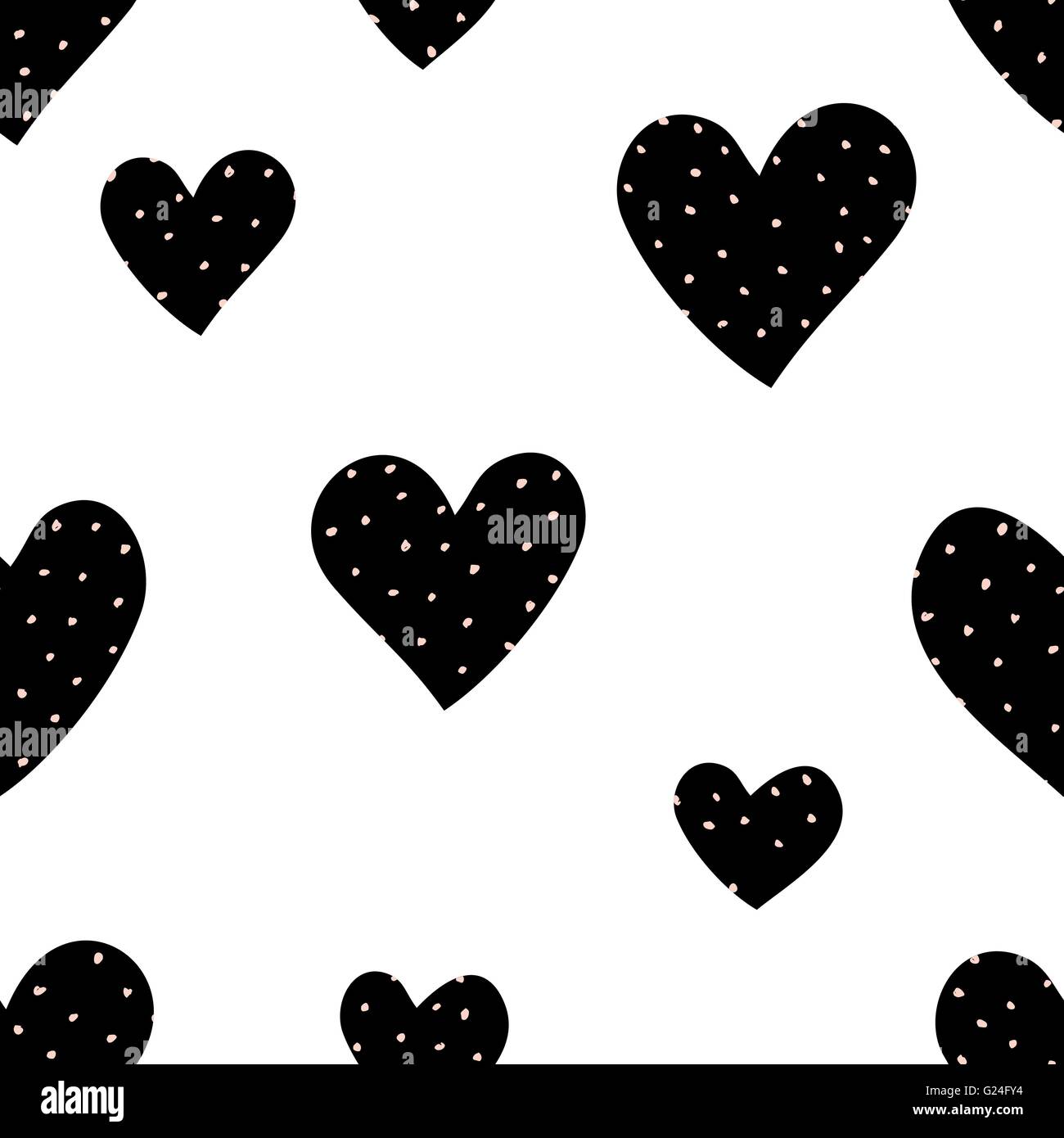 Abstract seamless repeat pattern with hearts and dots in pastel pink ...