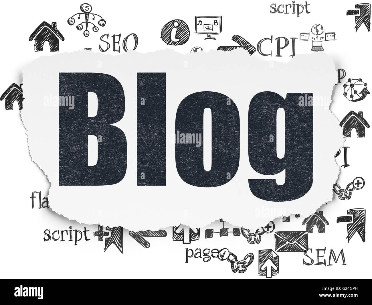 Web design concept: Blog on Torn Paper background Stock Photo - Alamy