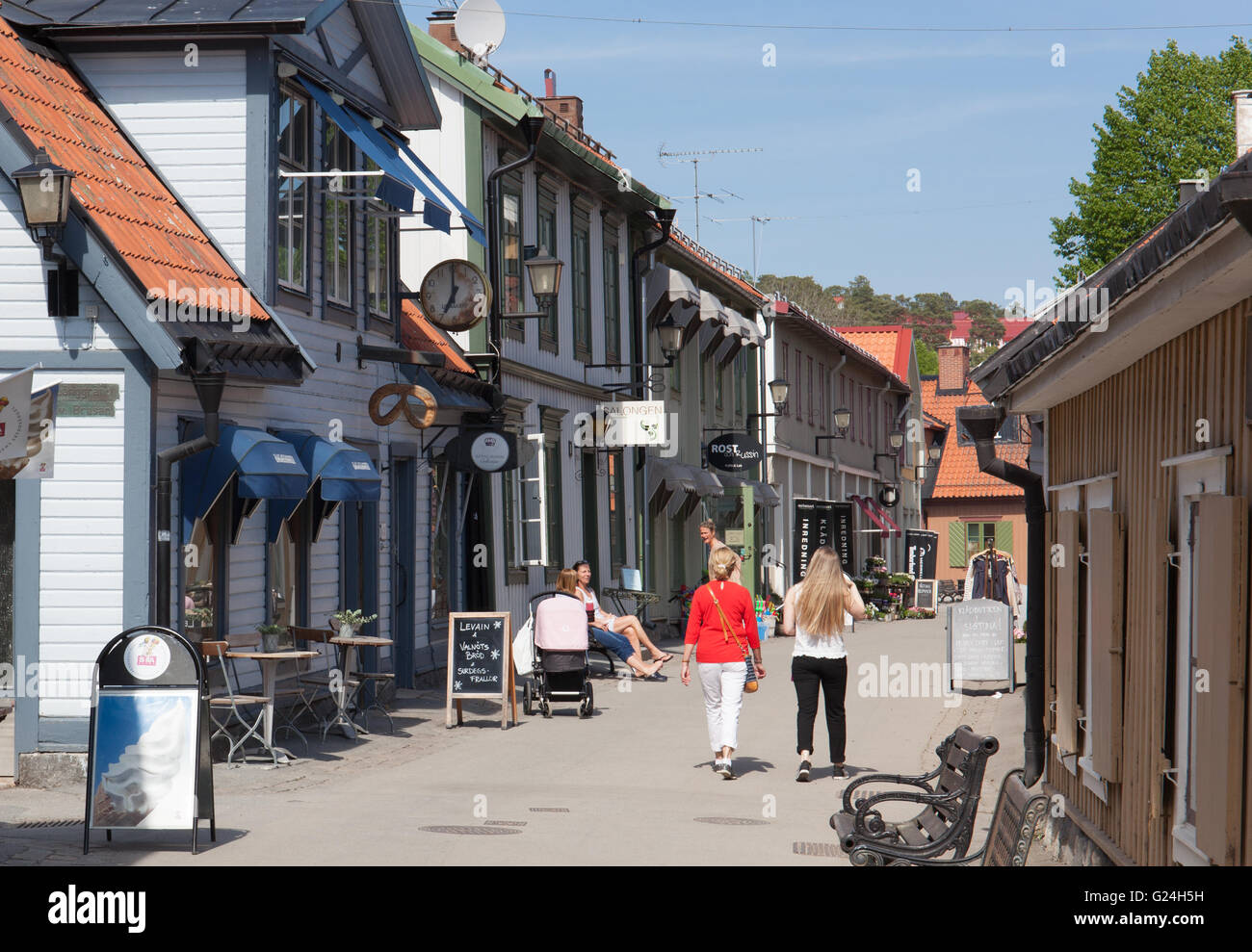 View of the old town street of Sigtuna, Stockholm, Sweden Stock Photo