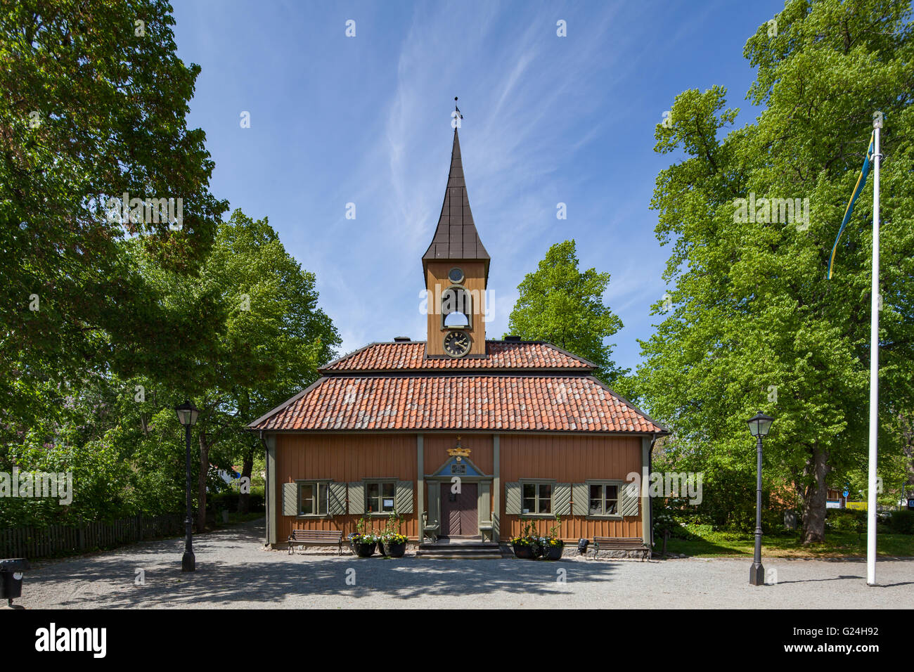 Front view of the Old town hall of Sigtuna, Stockholm, Sweden Stock Photo