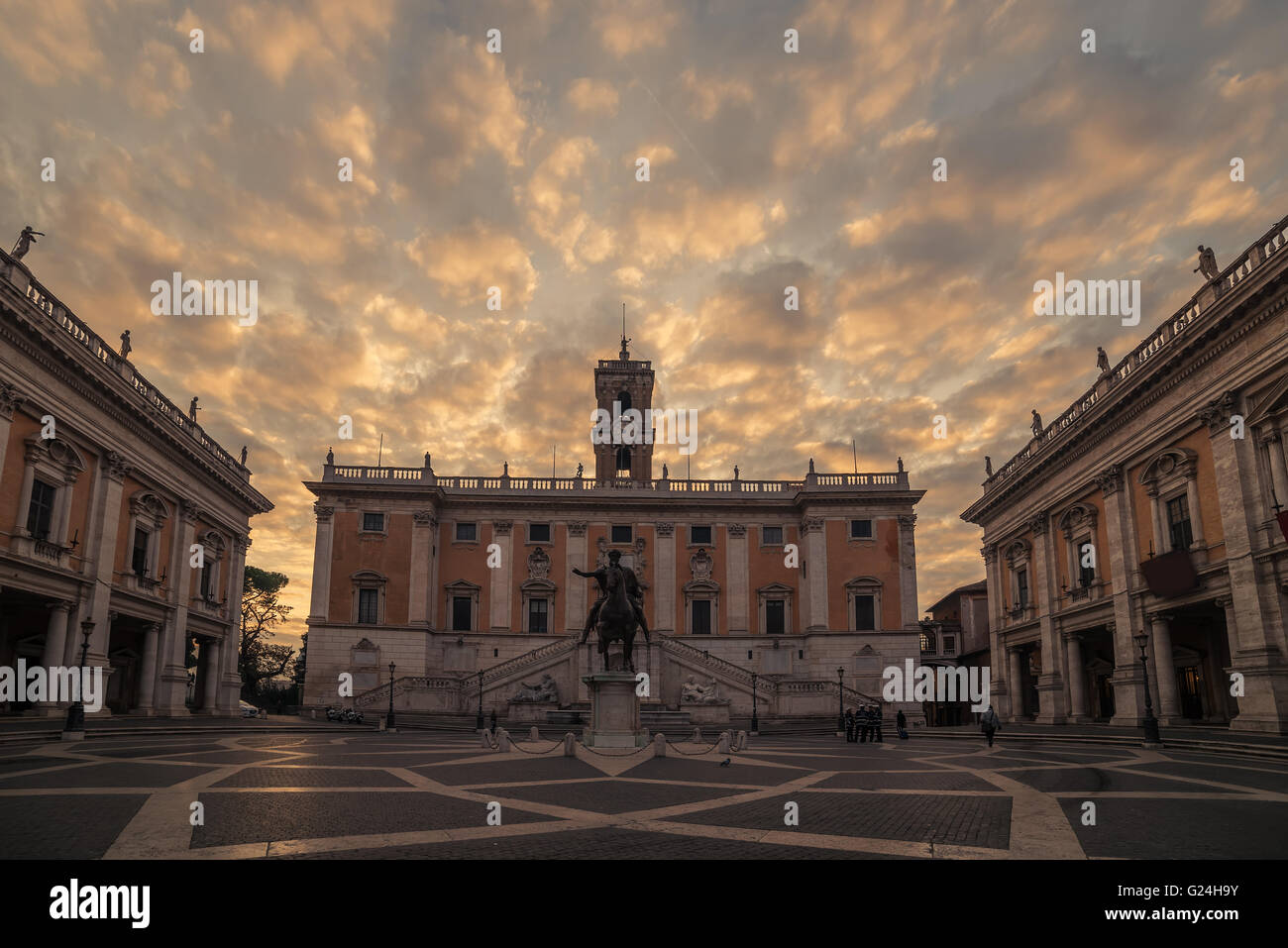 Rome, Italy: The Capitolium square in the sunrise Stock Photo