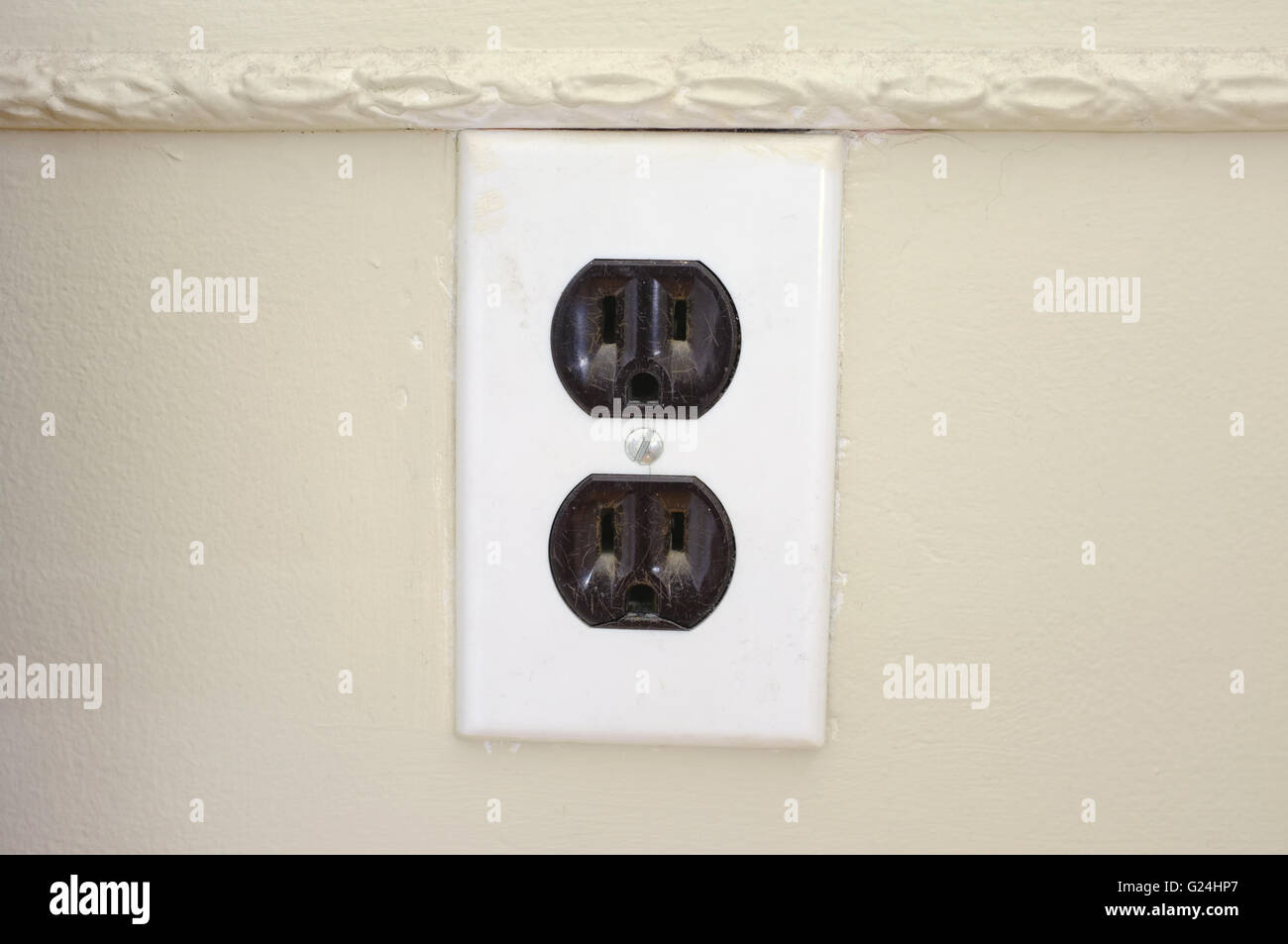 A Canadian double electric socket. Stock Photo