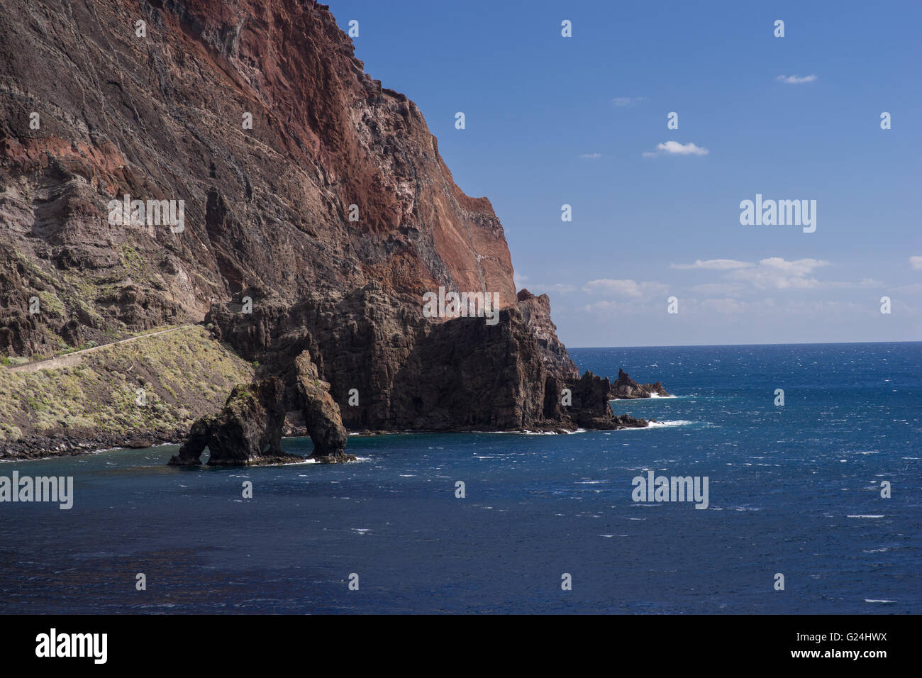 Peculiar rock formation on the coast of el Hierro island. Stock Photo