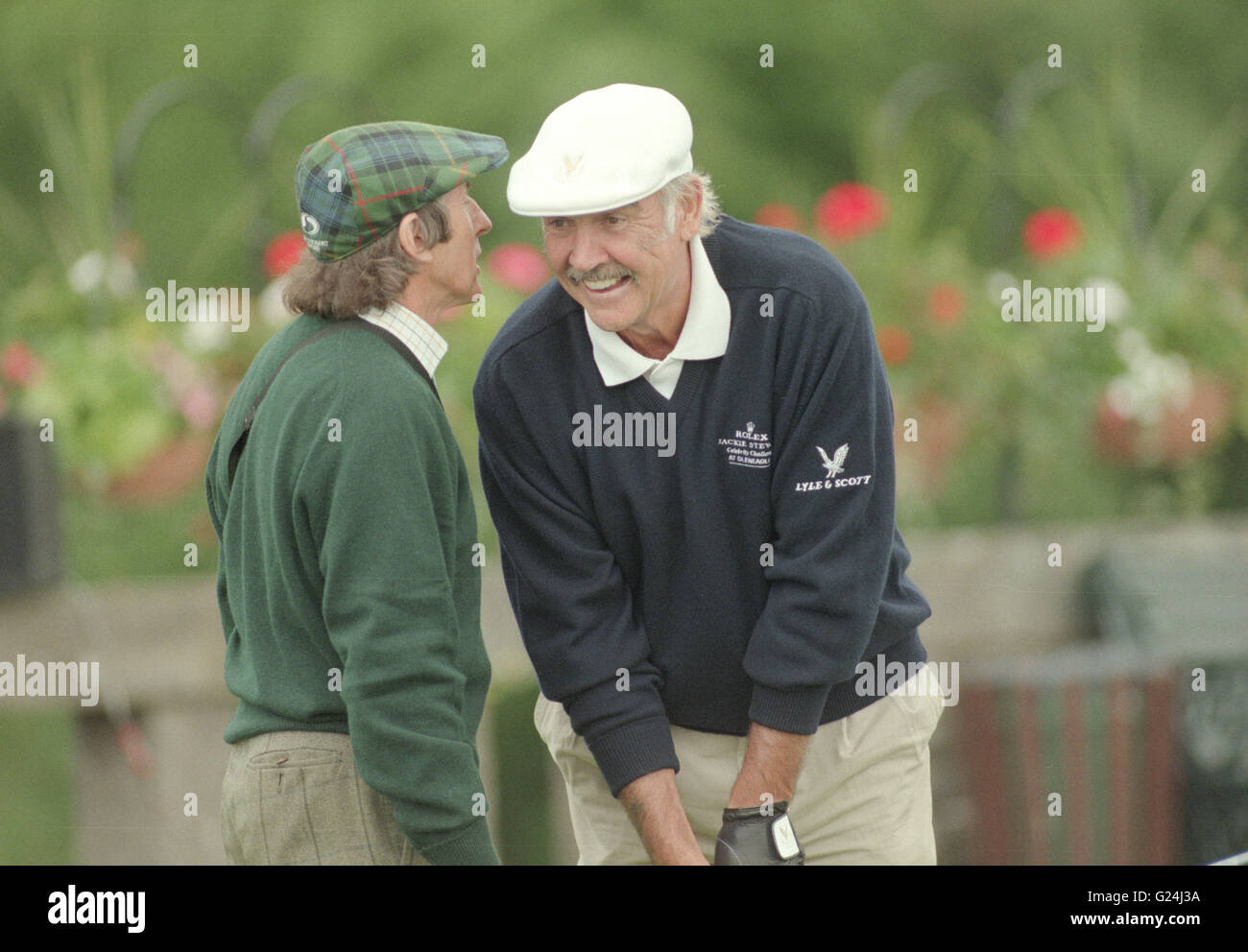 sean connery plays golf at gleneagles with jackie stewart Stock Photo