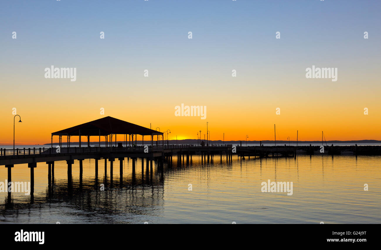 Stunning view of the Redcliffe, Australia, jetty at sunrise Stock Photo