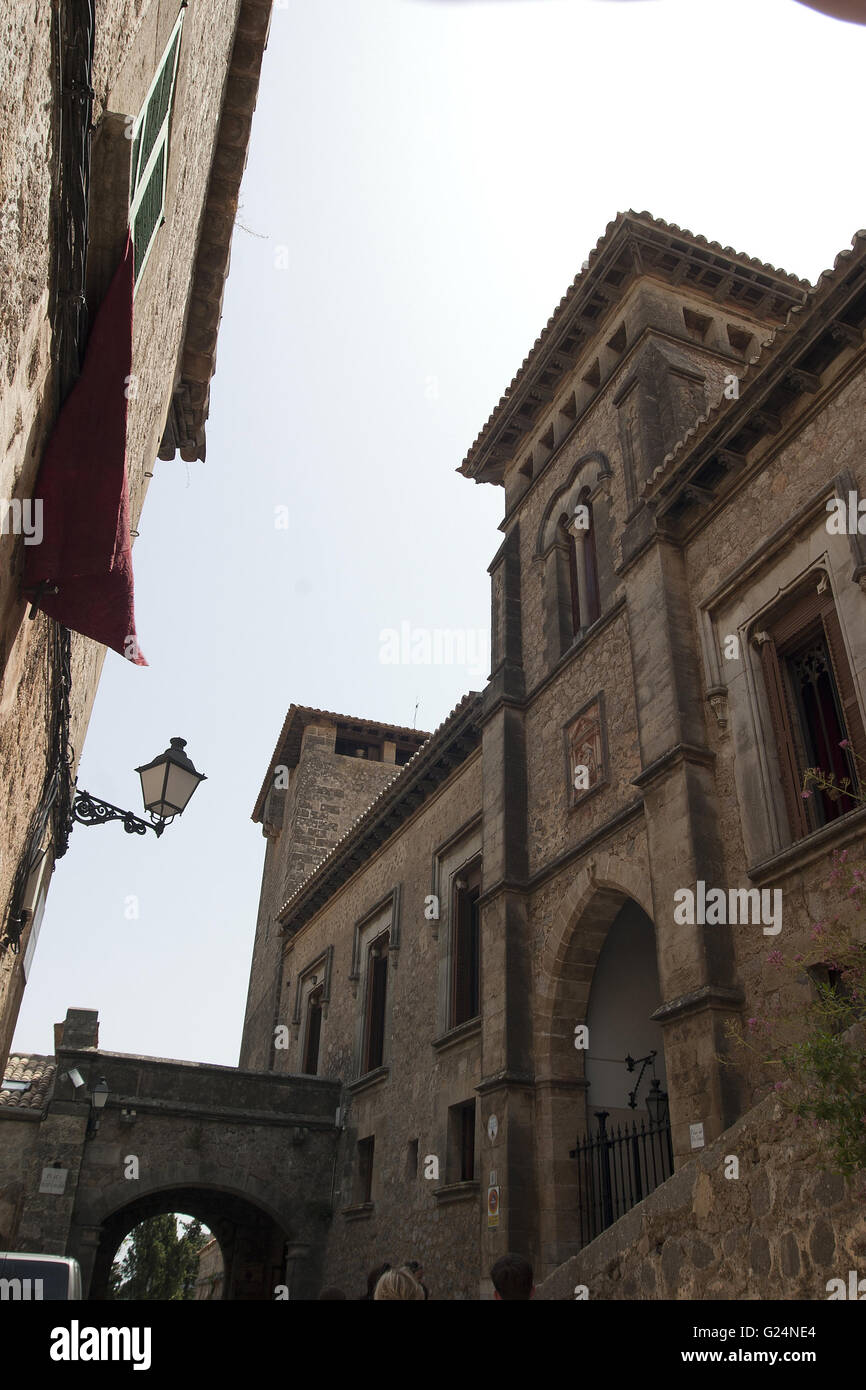 a beautiful wideangle picture of a castle entrance in Palma de Mallorca, Spain, seaside, summer, tourism, vacation, holidays Stock Photo