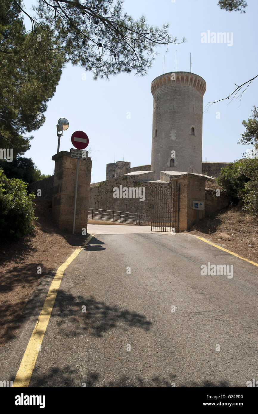 a beautiful picture of the road leading to Bellver Castle, Palma de Mallorca, Castello de Bellver, Palma di Maiorca Stock Photo