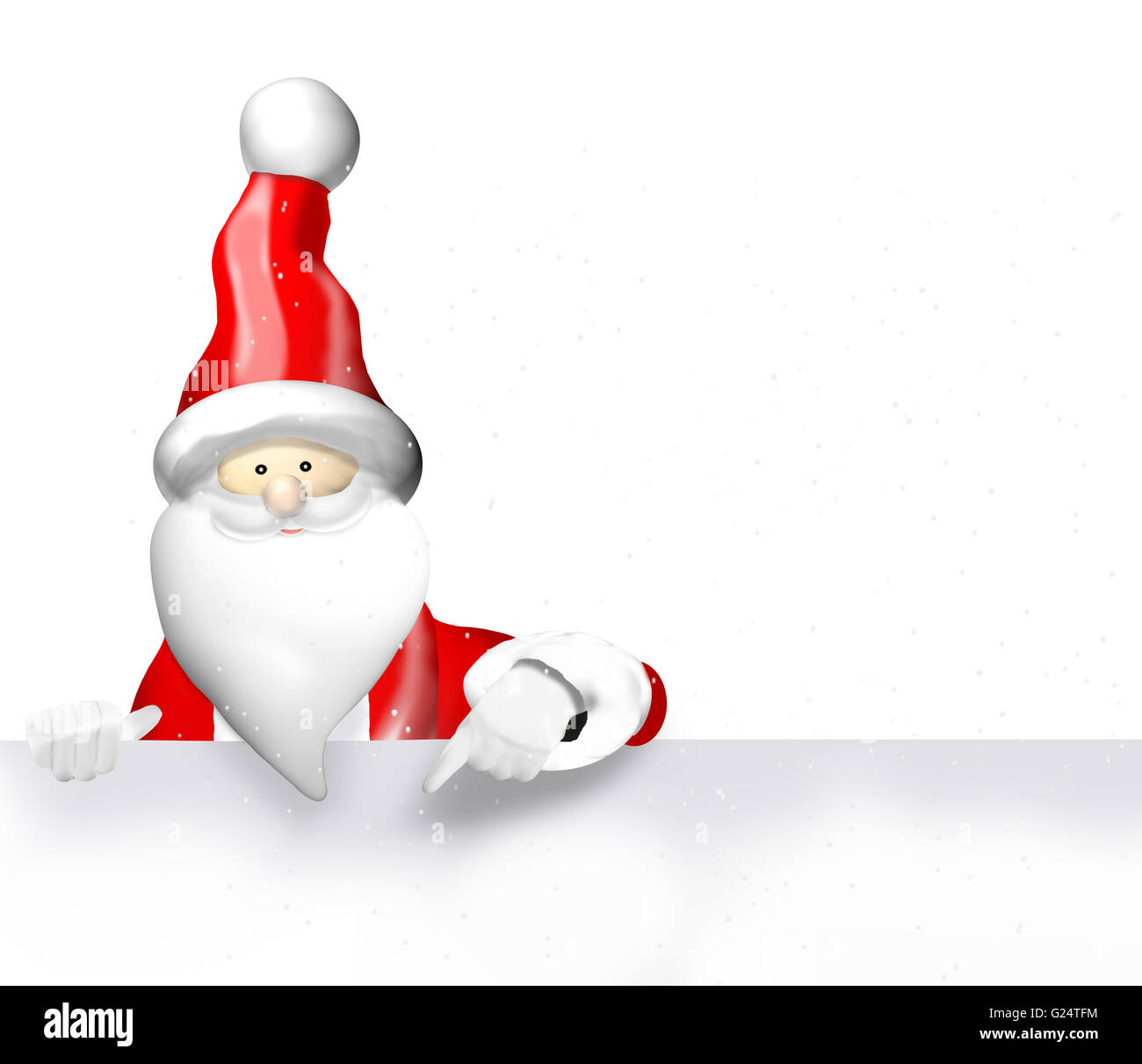 Santa Claus pointing to white banner Stock Photo
